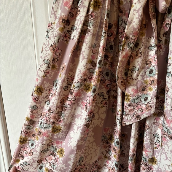 Lauren Conrad Chiffon Lavender Purple Floral Mini Dress Bow - Picture 2 of 6